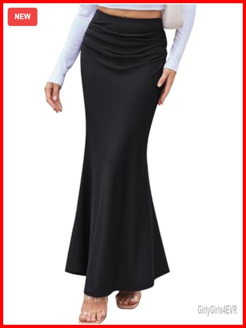 Womens Boho Maxi Skirt High Waisted Ruched Mermaid Fishtail Long Skirt